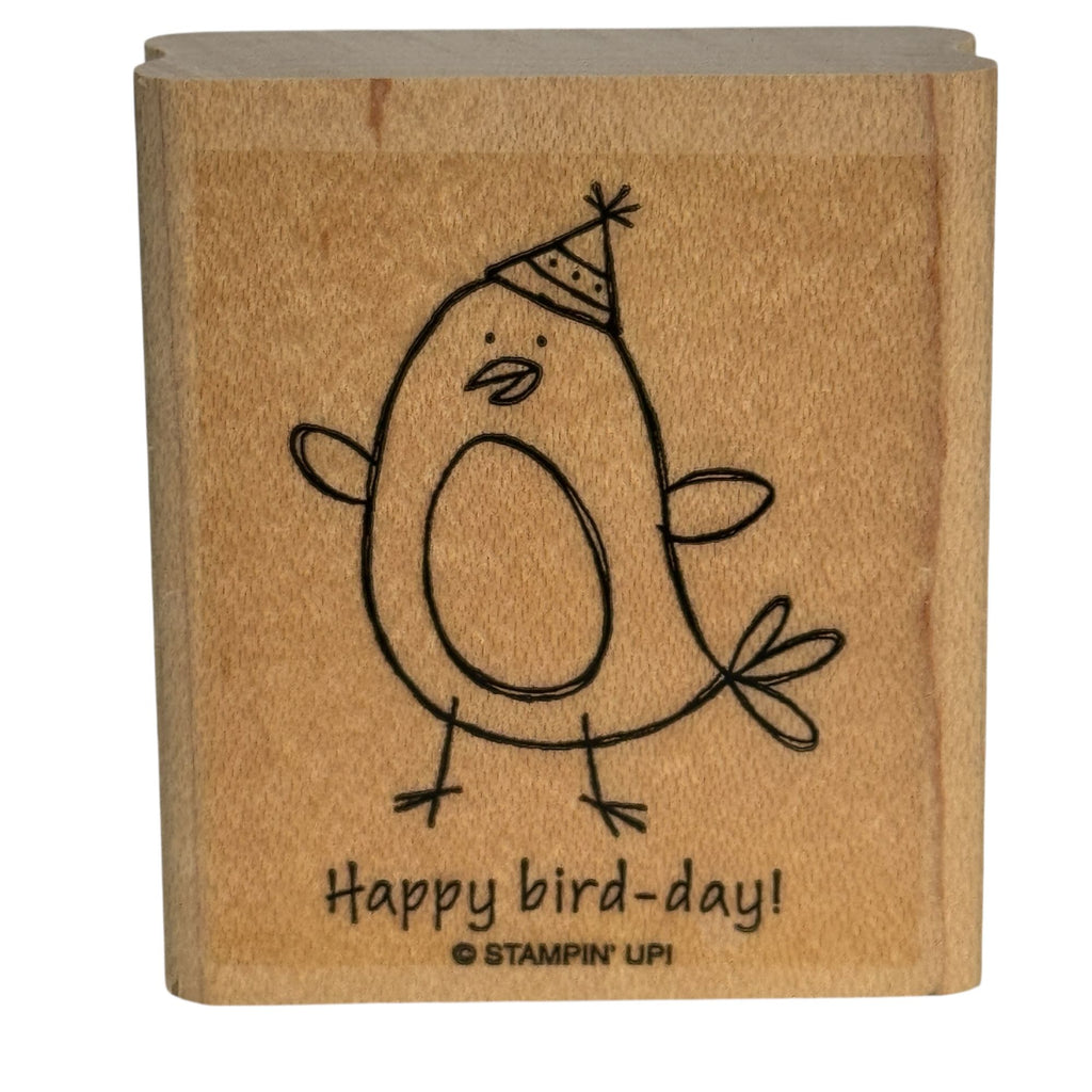 Stampin Up Wood Rubber Stamp Pun Happy Bird Day Birthday Card Making Words Funny