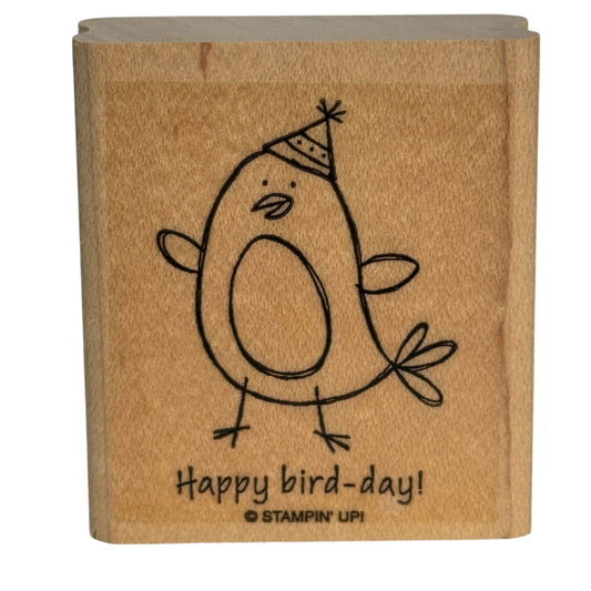 Stampin Up Wood Rubber Stamp Pun Happy Bird Day Birthday Card Making Words Funny