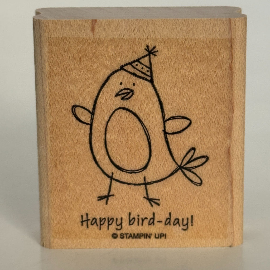 Stampin Up Wood Rubber Stamp Pun Happy Bird Day Birthday Card Making Words Funny