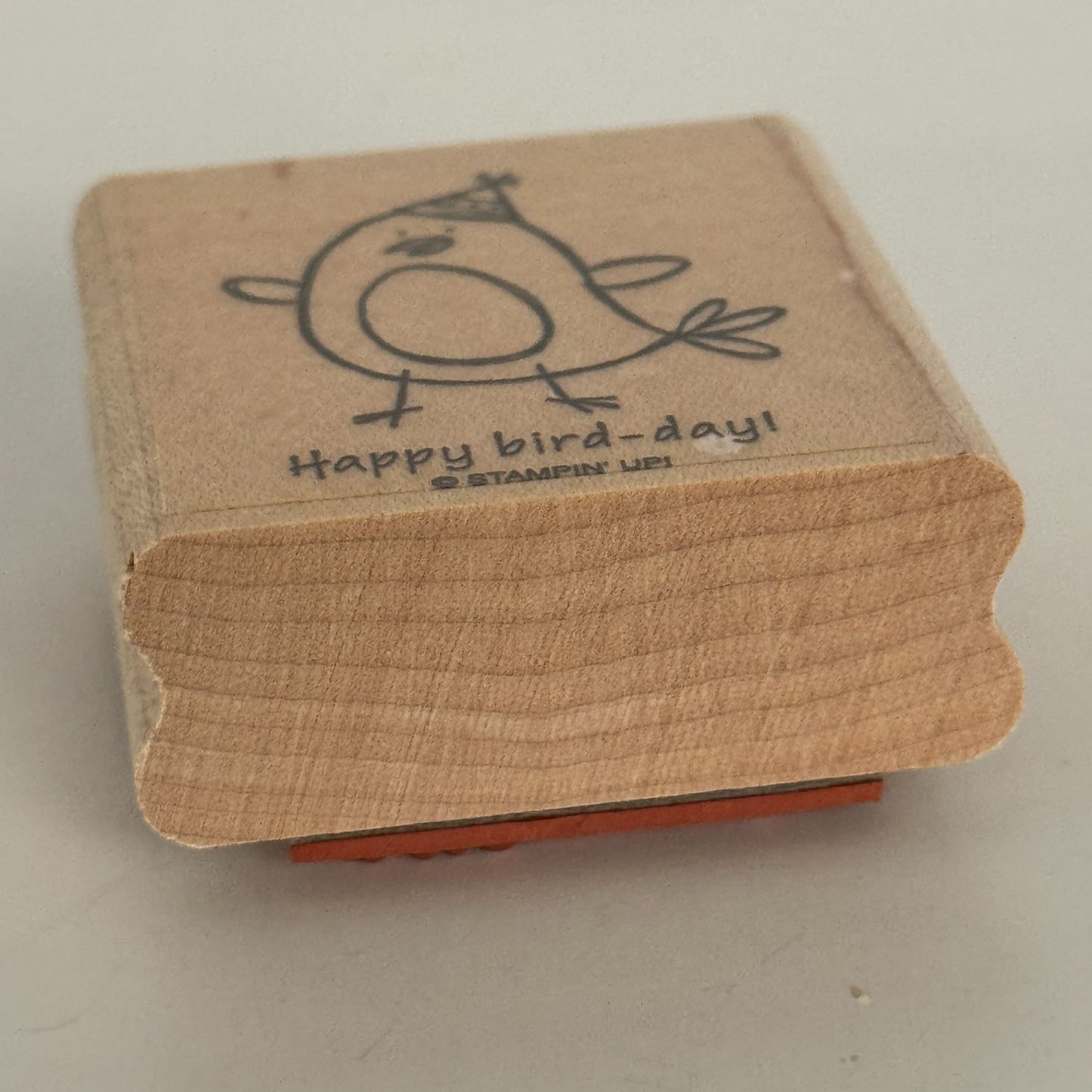 Stampin Up Wood Rubber Stamp Pun Happy Bird Day Birthday Card Making Words Funny