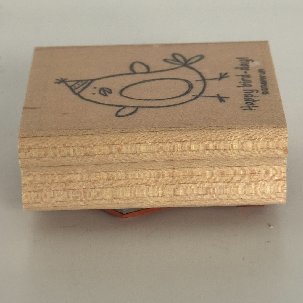 Stampin Up Wood Rubber Stamp Pun Happy Bird Day Birthday Card Making Words Funny