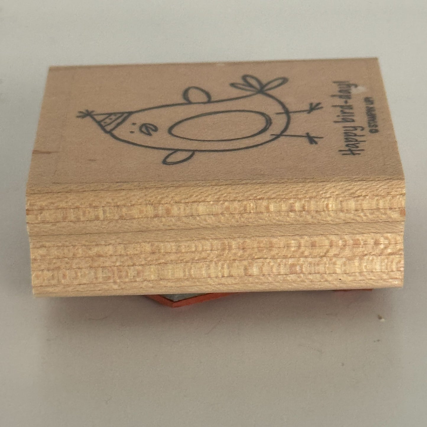 Stampin Up Wood Rubber Stamp Pun Happy Bird Day Birthday Card Making Words Funny