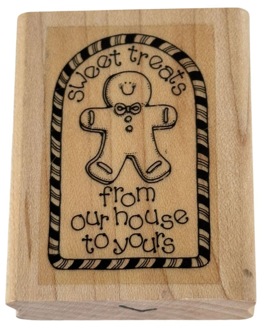 Stampin Up Wood Rubber Stamp Gingerbread Man Christmas Gift Tag Sweet Treats