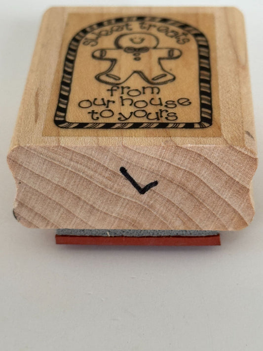 Stampin Up Wood Rubber Stamp Gingerbread Man Christmas Gift Tag Sweet Treats