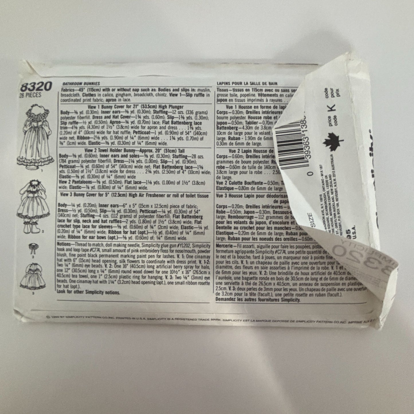 Simplicity Crafts Sewing Pattern 8320: Bathroom Bunnies