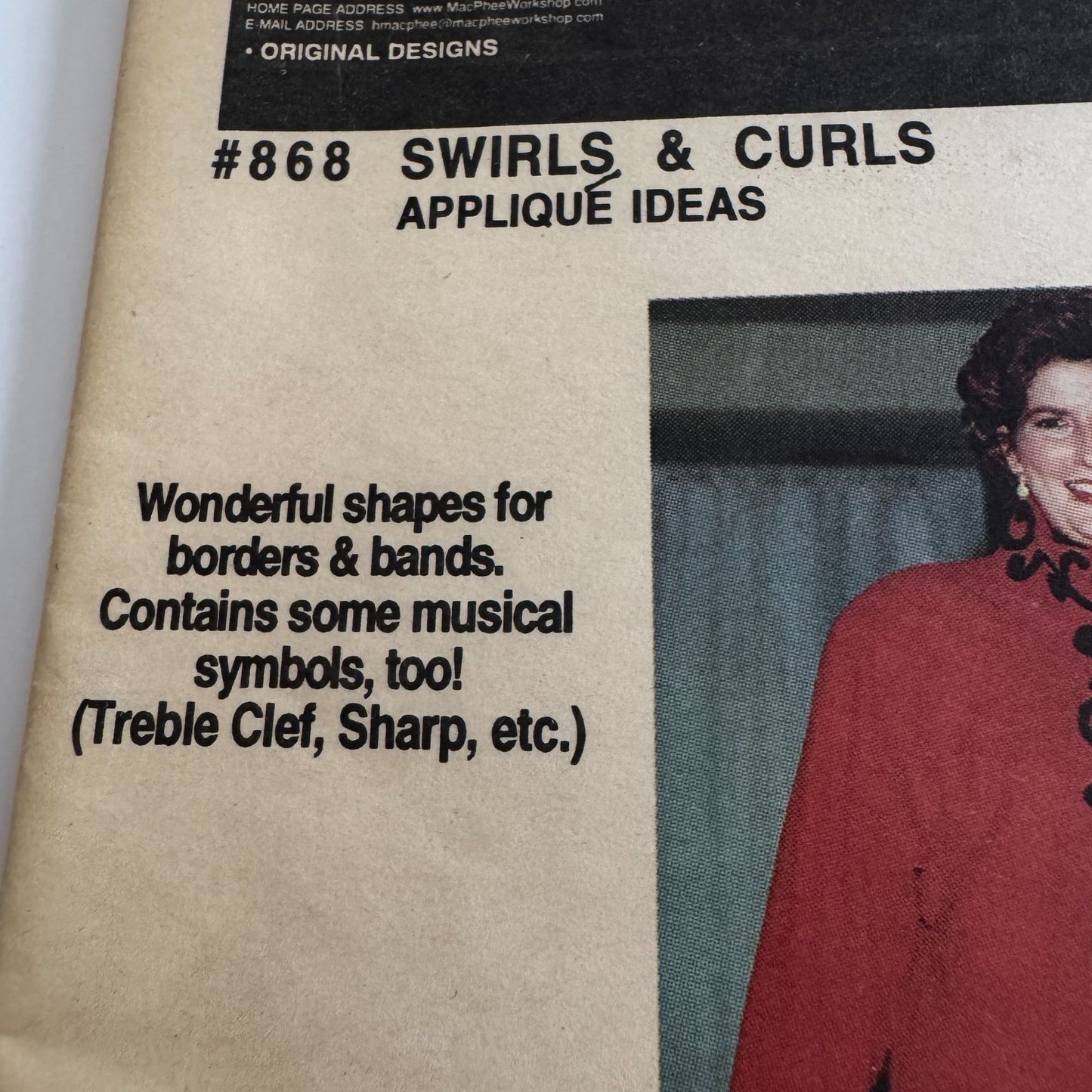 MacPhee Patterns Applique Pattern 868 Swirls Curls Musical Notes Treble Clef UC
