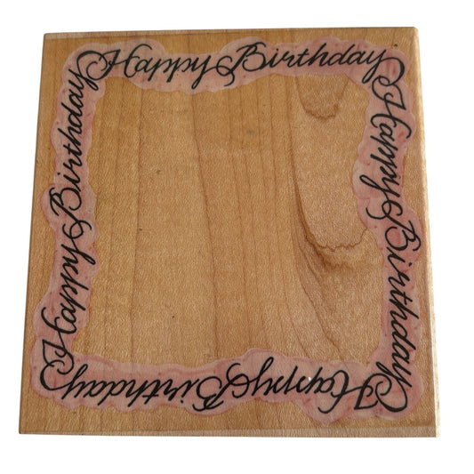Penny Black Rubber Stamp Happy Birthday Frame Cursive Card Making Square 1428K