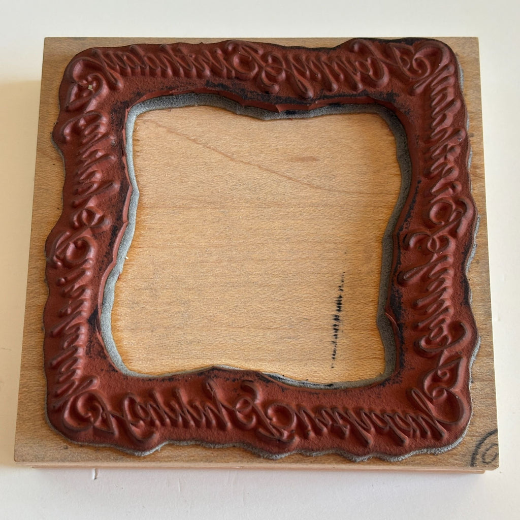 Penny Black Rubber Stamp Happy Birthday Frame Cursive Card Making Square 1428K