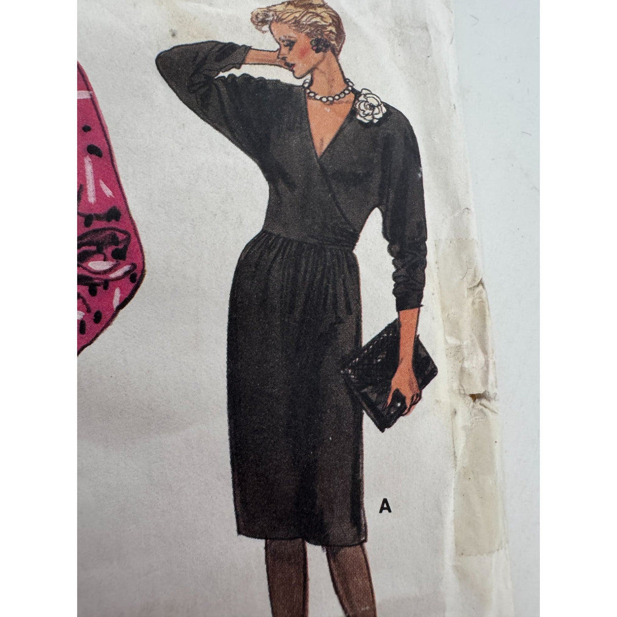 Vogue Sewing Pattern 9458 Dress Straight or Flared Pockets 1980s 8 10 12 Uncut
