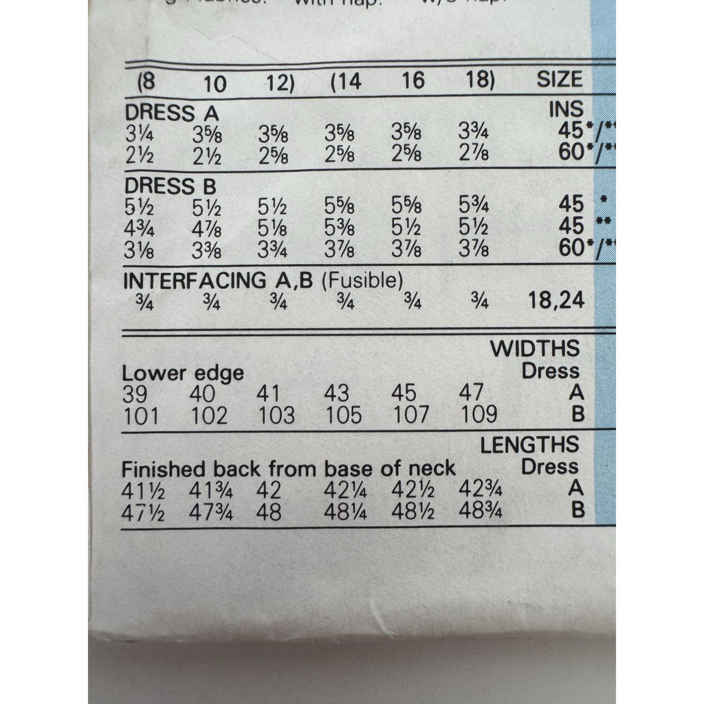Vogue Sewing Pattern 9458 Dress Straight or Flared Pockets 1980s 8 10 12 Uncut