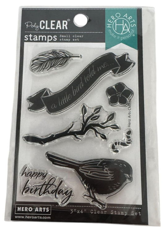 Hero Arts Clear Stamp Set Happy Birthday A Little Bird Told Me Worm Photopolymer