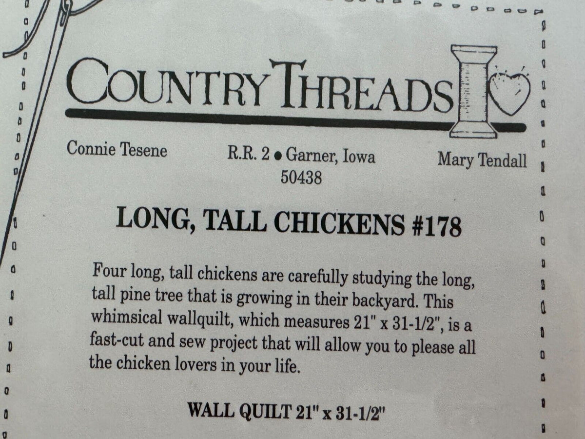 Country Threads Wall Quilt Pattern Long Tall Chickens Farm Animals Country 178 Scrap Farmhouse