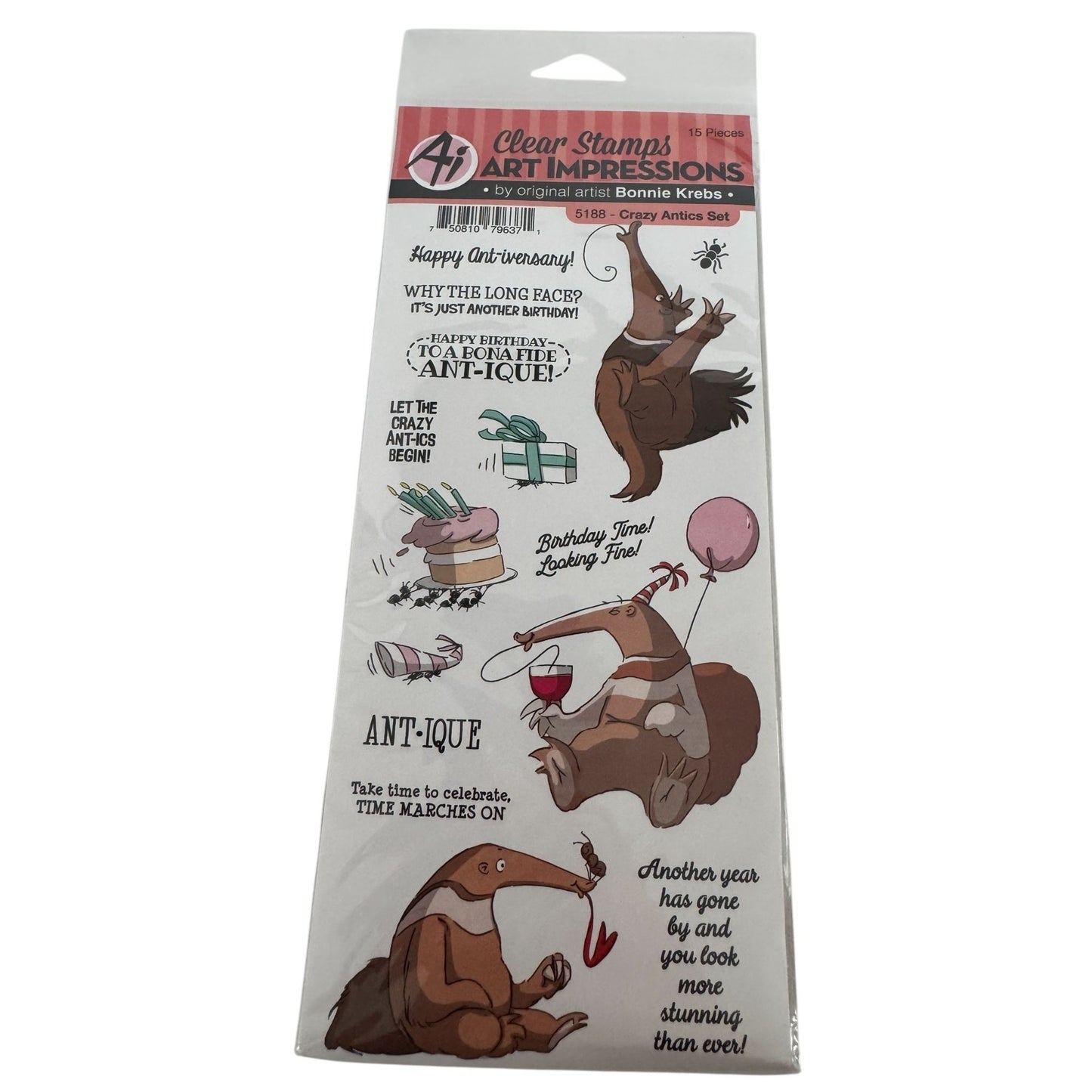 Art Impressions Clear Stamps Crazy Antics Ant Pun Humor Birthday Funny Sayings Cardmaking