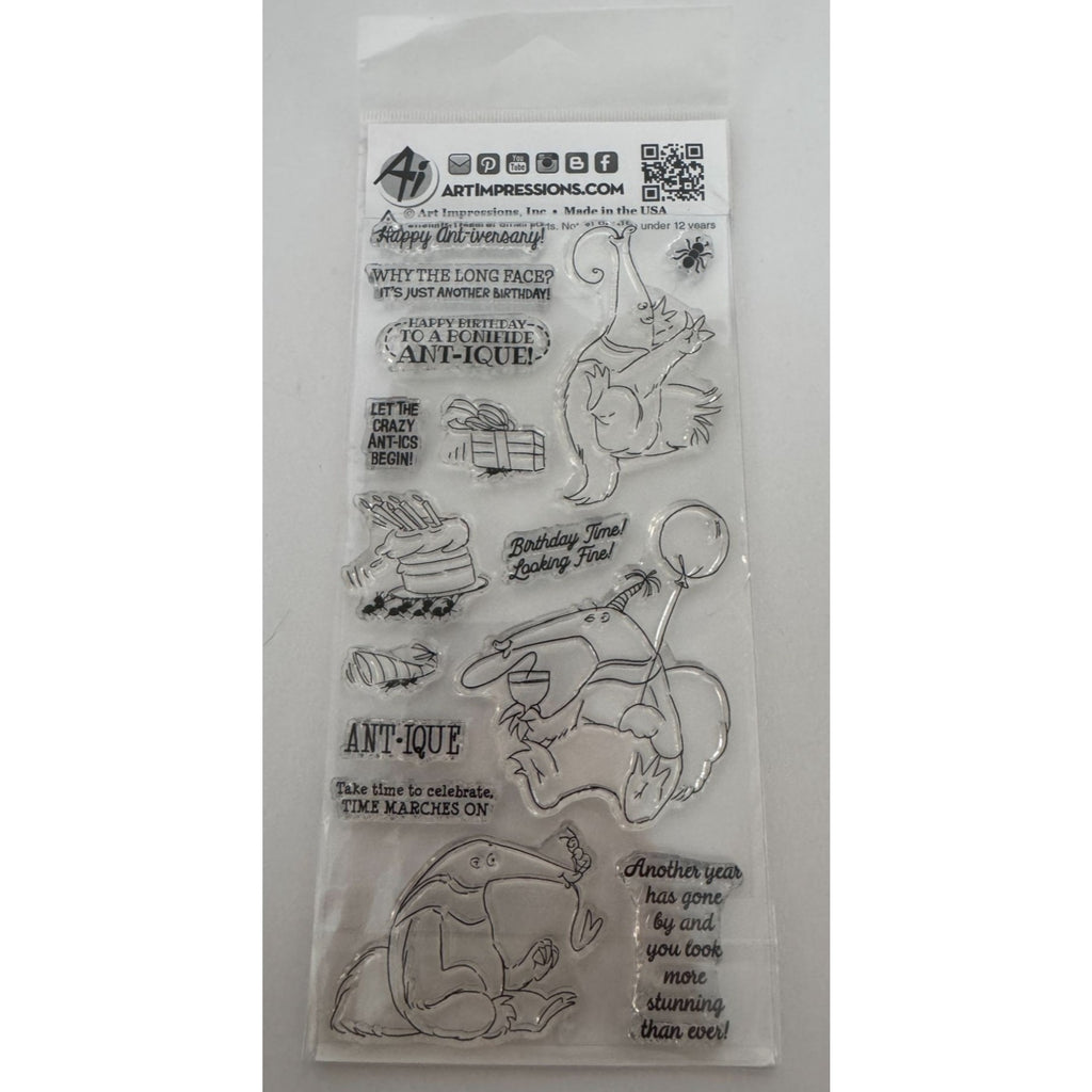 Art Impressions Clear Stamps Crazy Antics Ant Pun Humor Birthday Funny Sayings Cardmaking