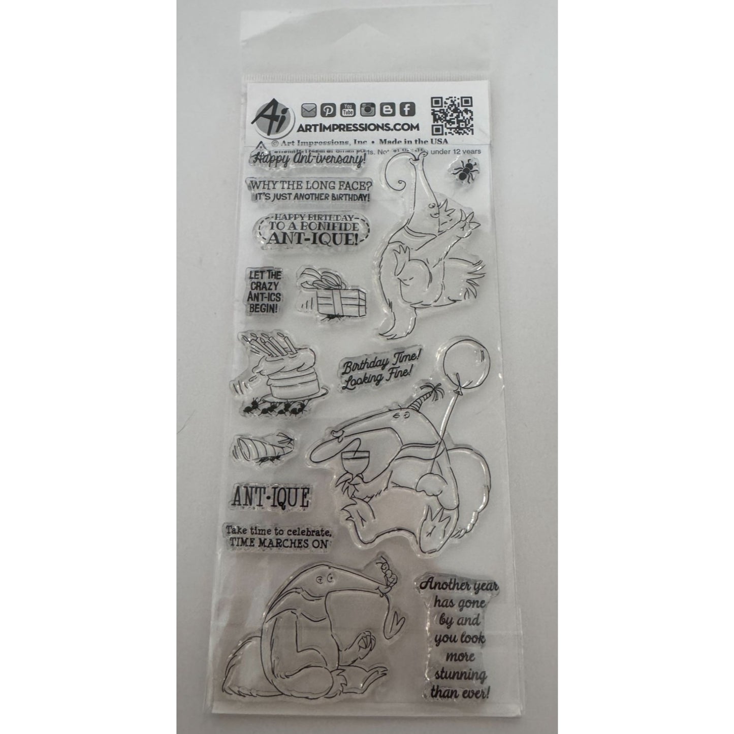 Art Impressions Clear Stamps Crazy Antics Ant Pun Humor Birthday Funny Sayings Cardmaking