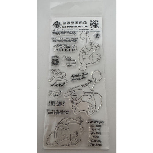 Art Impressions Clear Stamps Crazy Antics Ant Pun Humor Birthday Funny Sayings Cardmaking