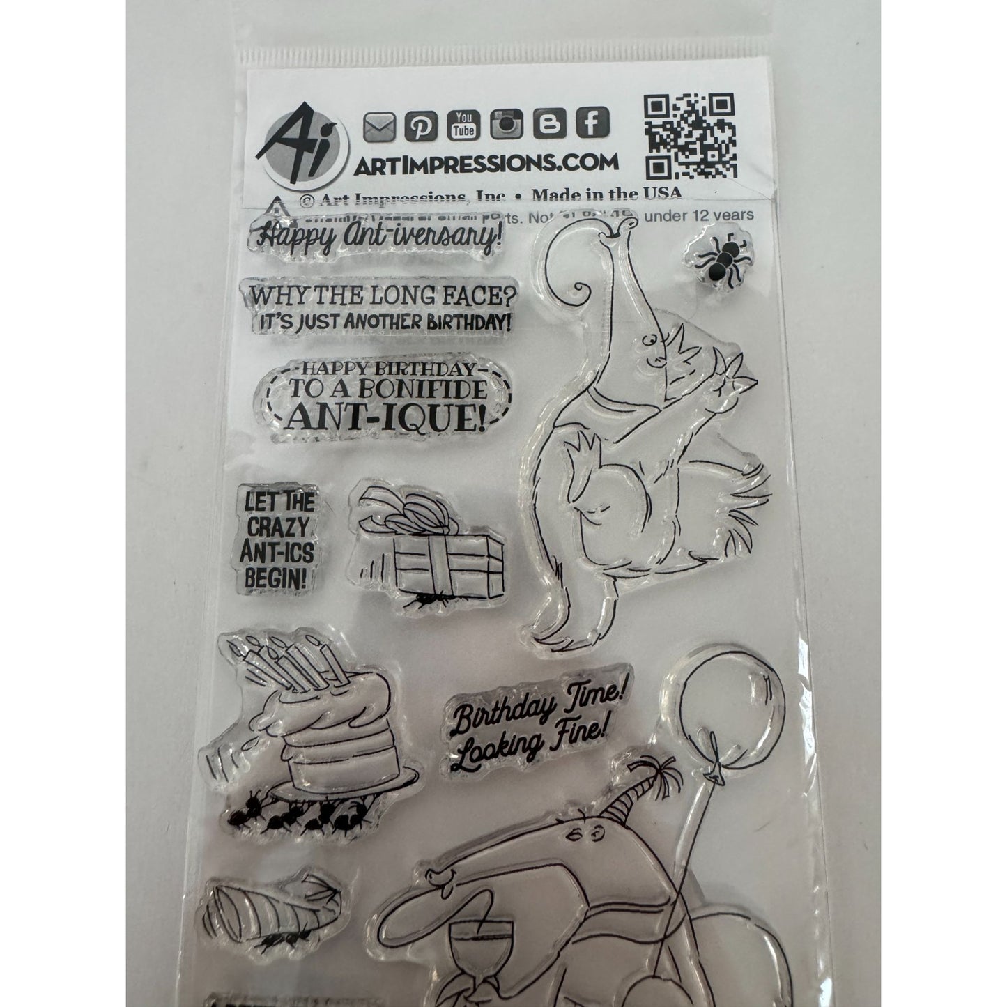 Art Impressions Clear Stamps Crazy Antics Ant Pun Humor Birthday Funny Sayings Cardmaking