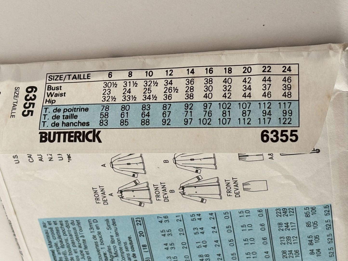 Butterick Sewing Pattern 6355: Misses' Coat and Skirt