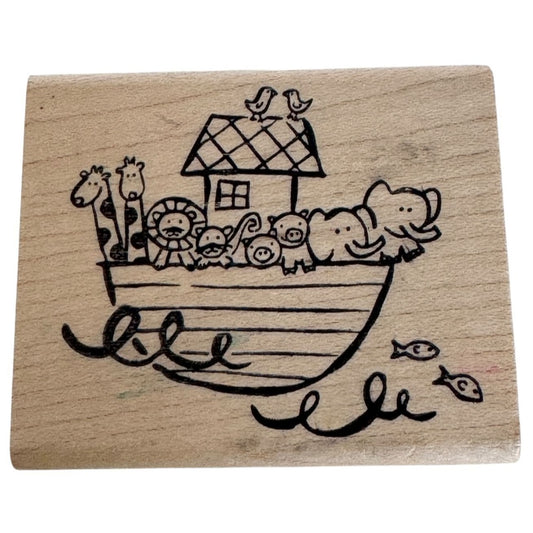 Paper Salon Rubber Stamp Noahs Ark Animals Elephants Lions Giraffes Bible Story