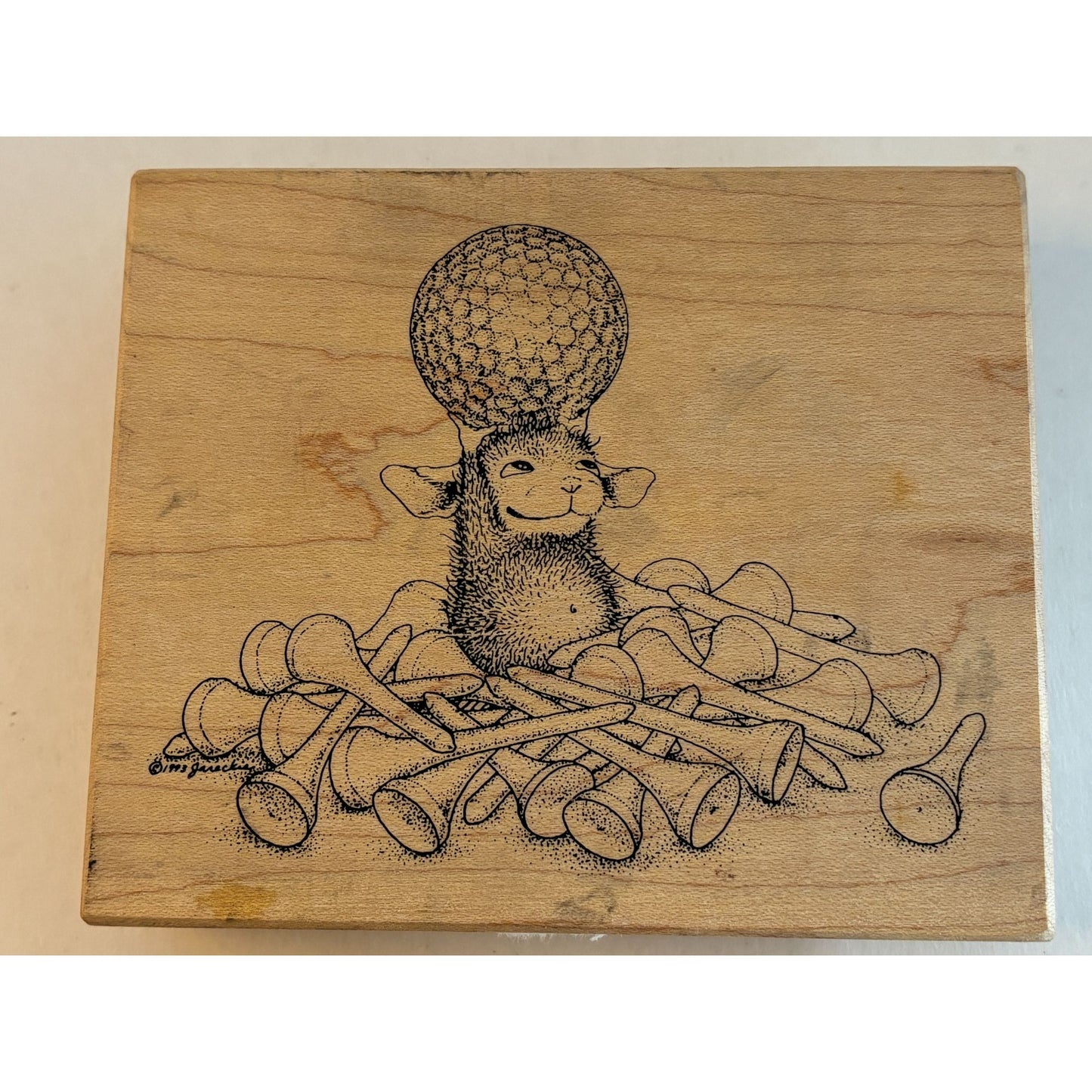 Stampa Rosa House Mouse Rubber Stamp Golf Ball and Tees Golfing Funny Maxwell