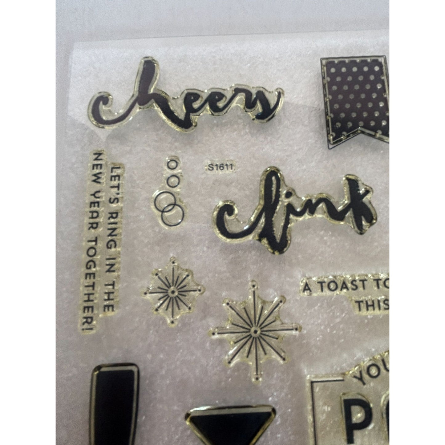 CTMH Acrylic Stamp Set New Years Cheer Party Invitation Clink Cheers My Acrylix
