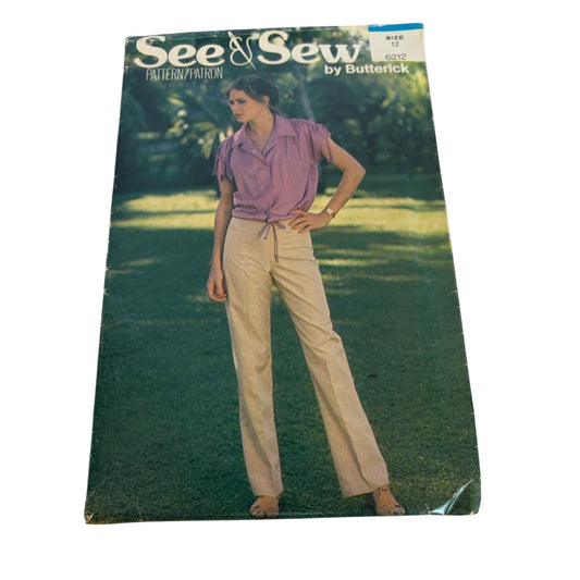 Butterick See and Sew Sewing Pattern 6212 Top Straight Legged Pants Outfit 12 UC