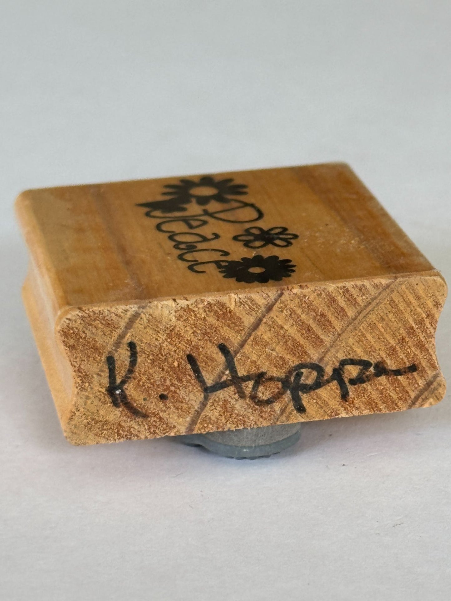 Peace Rubber Stamp Peace Flowers Hippy 1970s Style Card Making Word Wood Mounted
