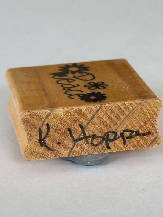 Peace Rubber Stamp Peace Flowers Hippy 1970s Style Card Making Word Wood Mounted