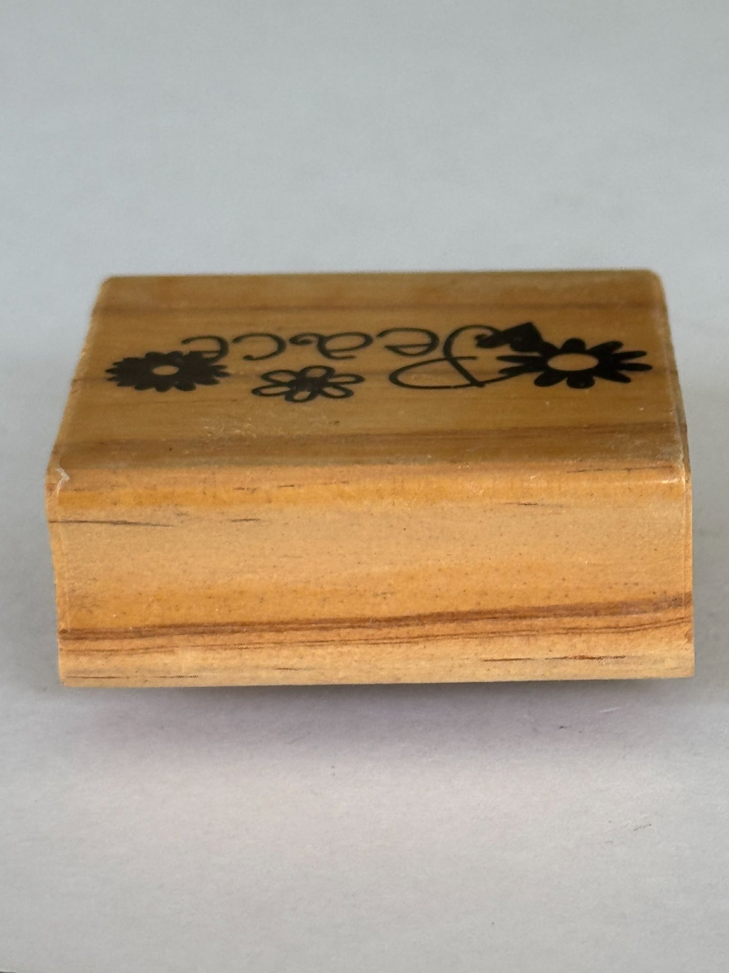 Peace Rubber Stamp Peace Flowers Hippy 1970s Style Card Making Word Wood Mounted