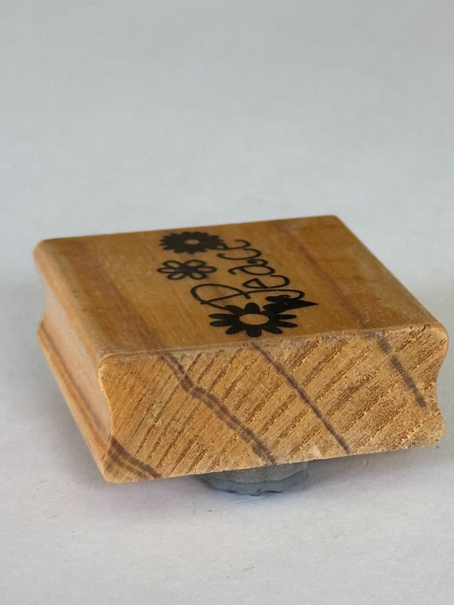 Peace Rubber Stamp Peace Flowers Hippy 1970s Style Card Making Word Wood Mounted