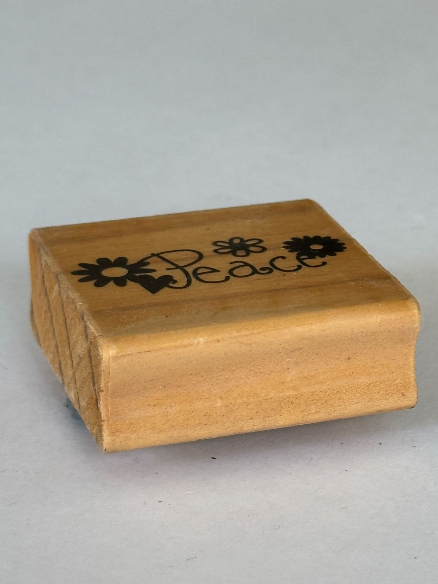 Peace Rubber Stamp Peace Flowers Hippy 1970s Style Card Making Word Wood Mounted