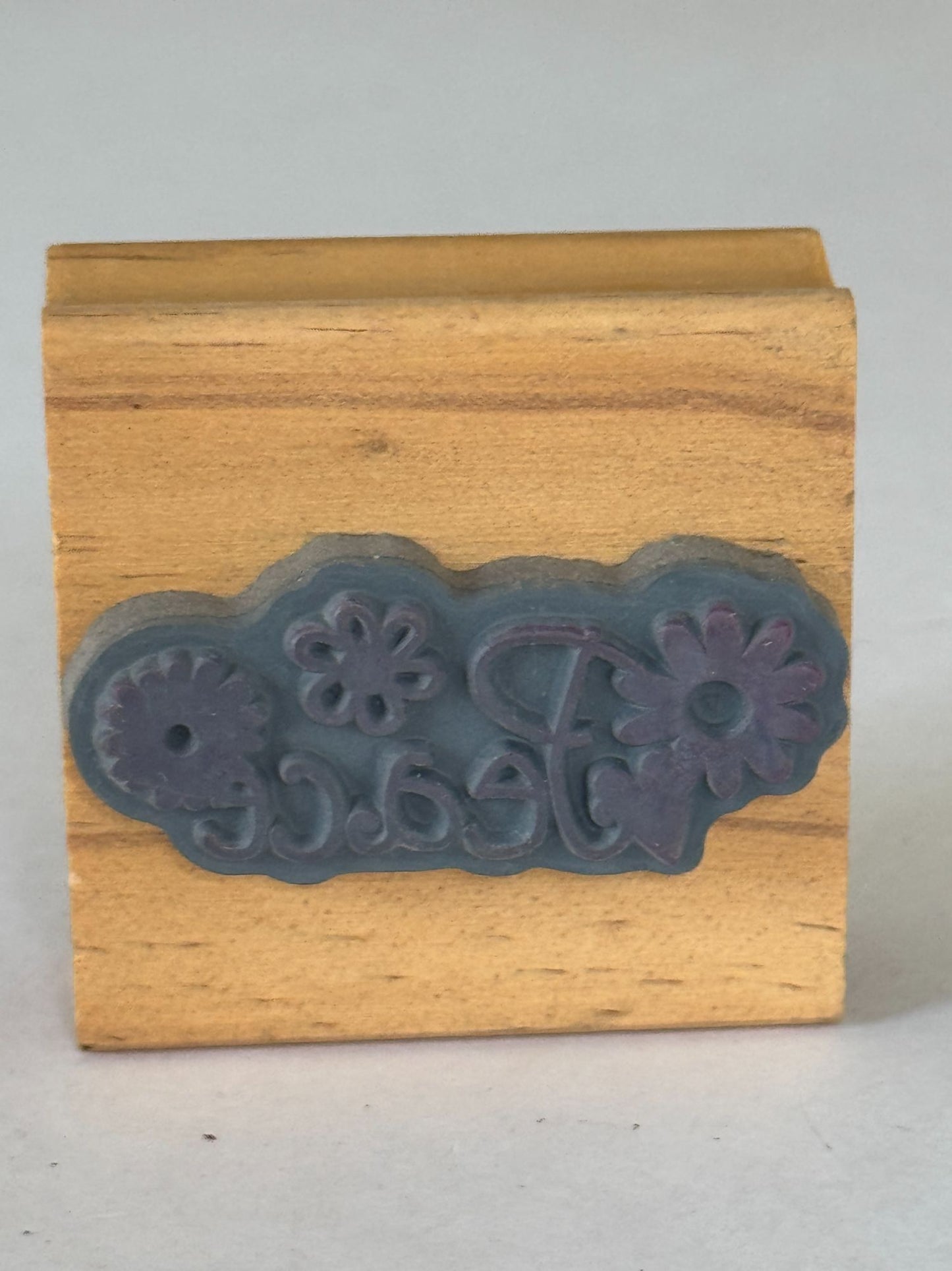 Peace Rubber Stamp Peace Flowers Hippy 1970s Style Card Making Word Wood Mounted