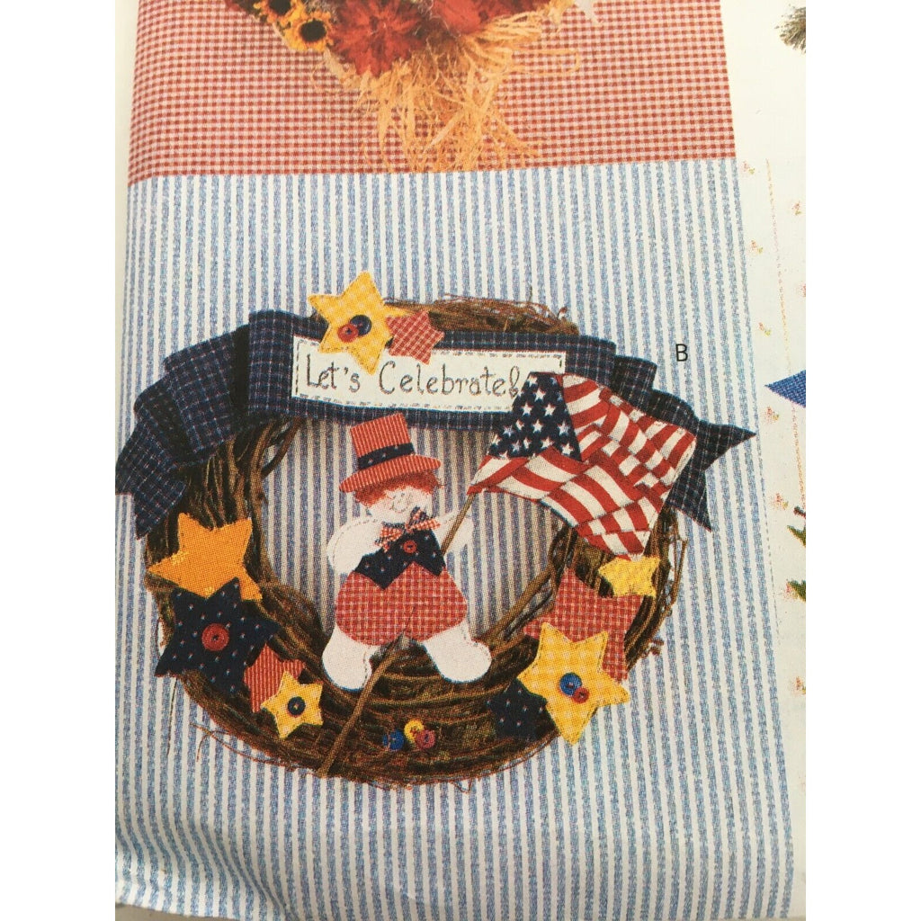 Butterick Sewing Pattern 4225 No-Sew Four Seasonal Wreaths Fall Christmas Uncut