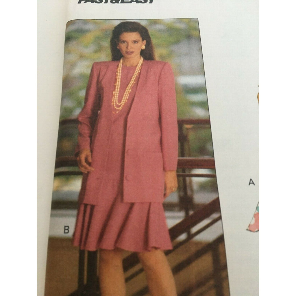 Butterick Sewing Pattern 5987 Jacket Dress Hemline Flounce Cap Sleeves 6 8 10 UC