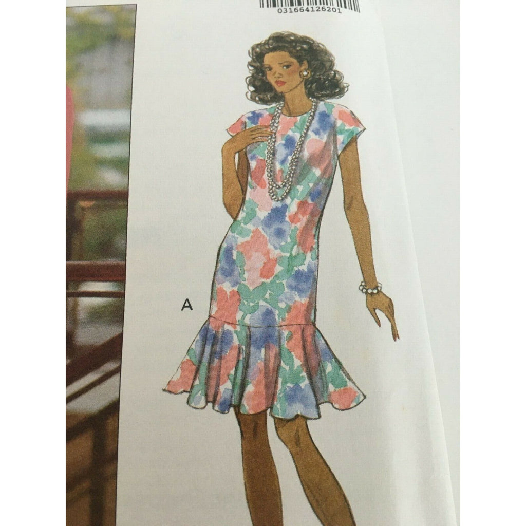 Butterick Sewing Pattern 5987 Jacket Dress Hemline Flounce Cap Sleeves 6 8 10 UC