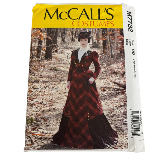 McCalls Sewing Pattern M7732 Victorian Dress Coat Skirt Edwardian Costume 12-18 Uncut Angela Clayton