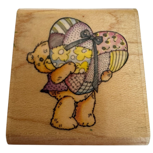 Rubber Stampede Rubber Stamp Bearys Big Heart Bear Patchwork Country Pillow Love