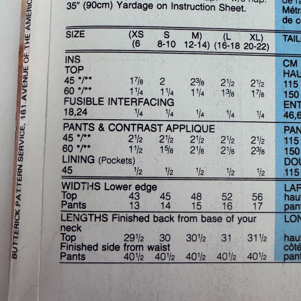 Butterick Sewing Pattern 6893 Top Pants 6-14 Easy 90s Casual Lounge Outfit Uncut Vintage