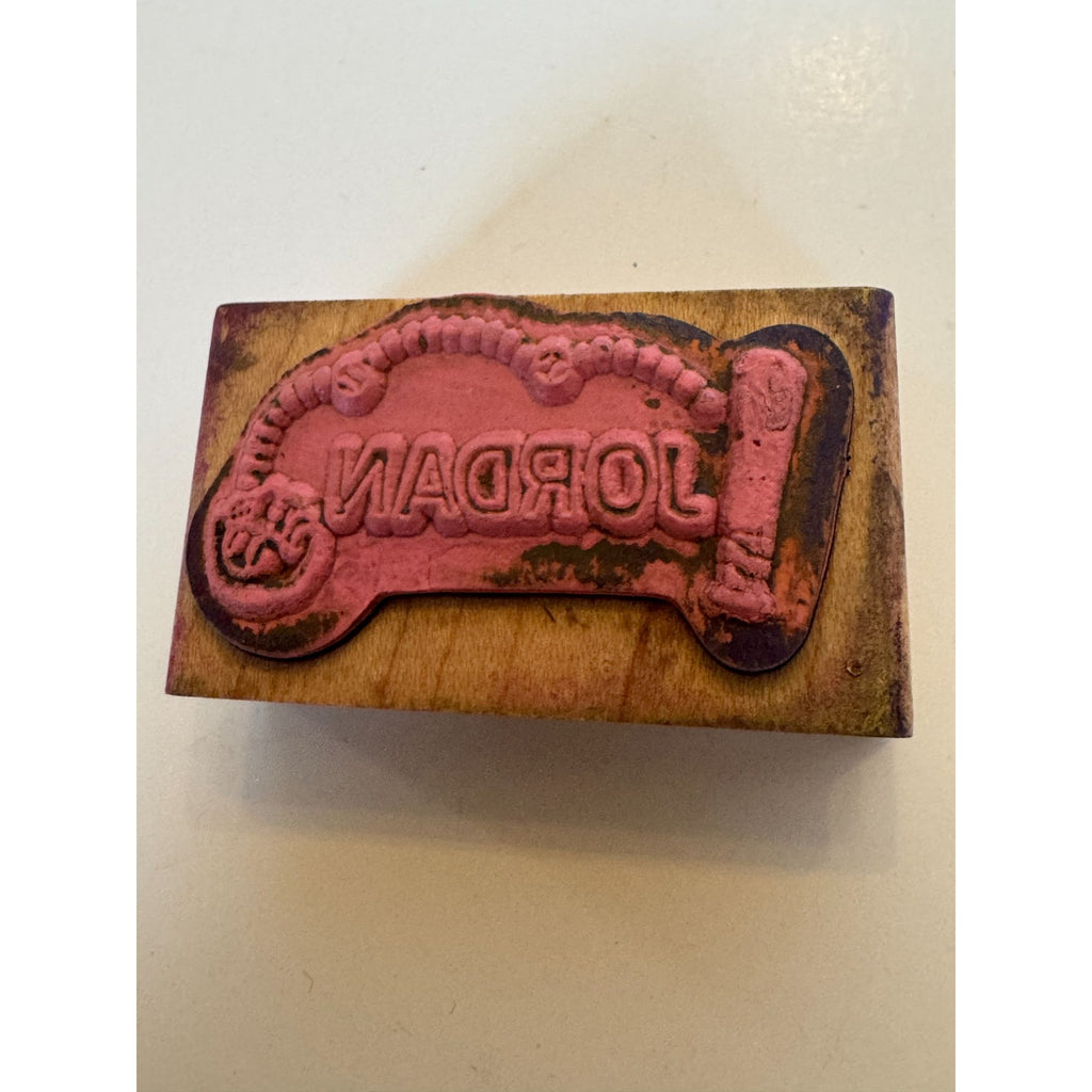 Jordan Name Rubber Stamp Baseball Glove Bat and Ball Sports Kids Boys Name
