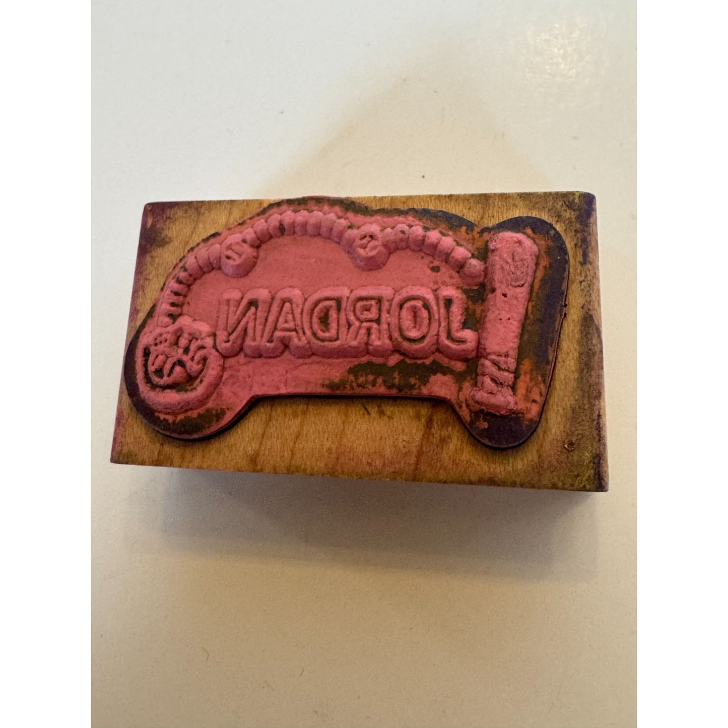 Jordan Name Rubber Stamp Baseball Glove Bat and Ball Sports Kids Boys Name