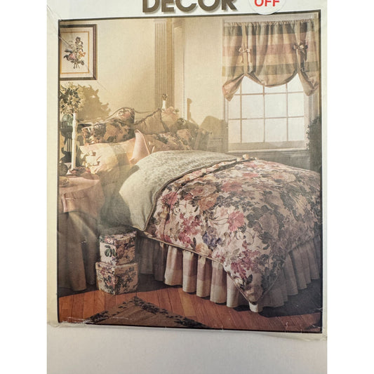 McCalls Sewing Pattern 693 Bedroom Pillow Shams Comforter Cover Curtains Dust Ruffle Uncut