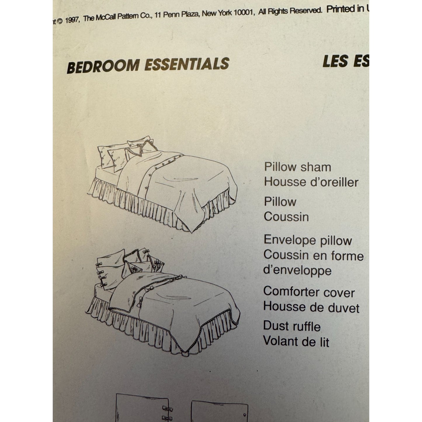 McCalls Sewing Pattern 693 Bedroom Pillow Shams Comforter Cover Curtains Dust Ruffle Uncut