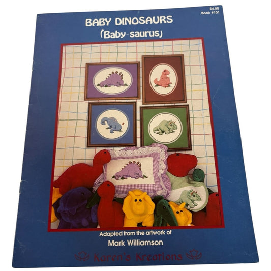 Karens Kreations Baby Dinosaur Cross Stitch Pattern Book Triceratops Stegosaurus