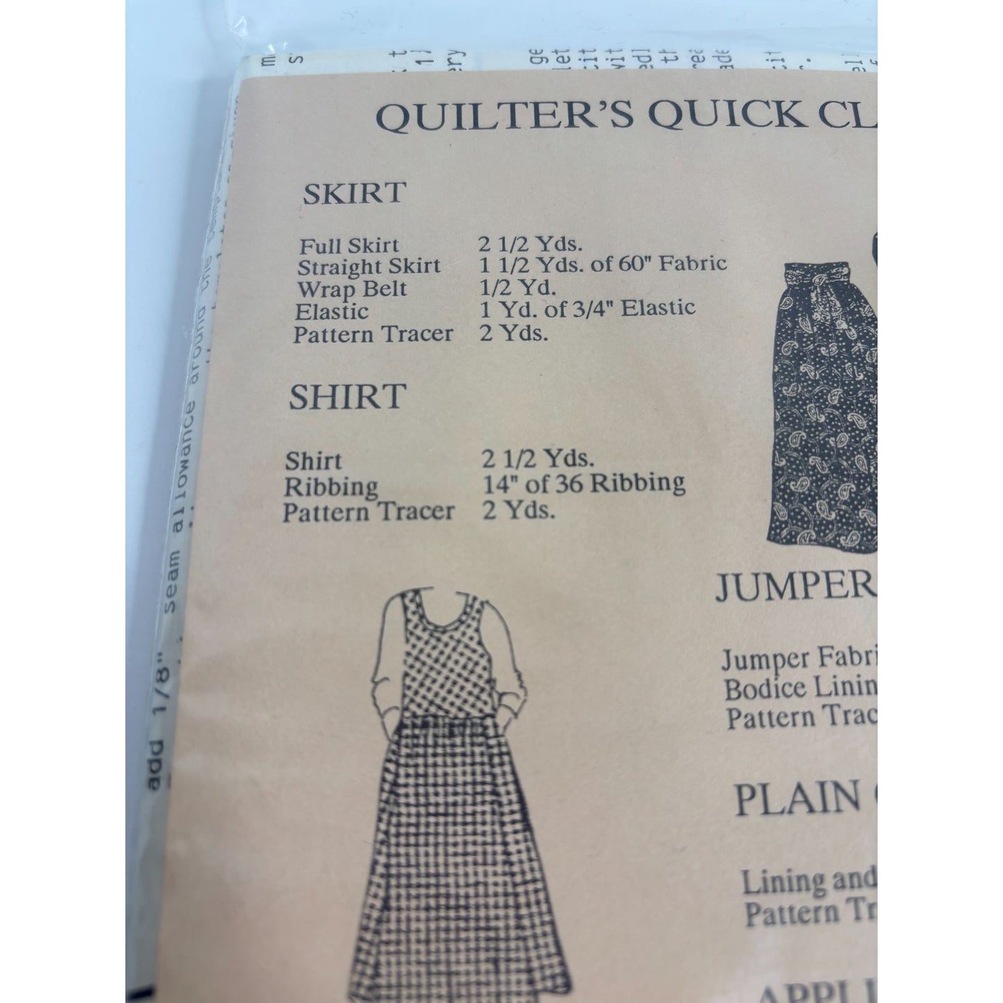 Osage County Quilt Factory Sewing Pattern Quilters Quick Clothes Shirt Jumper UC