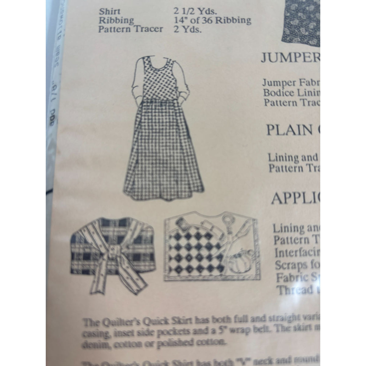 Osage County Quilt Factory Sewing Pattern Quilters Quick Clothes Shirt Jumper UC