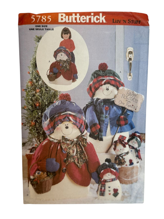 Butterick Sewing Pattern 5785 Snowman Family Holiday Home Decor Christmas Uncut