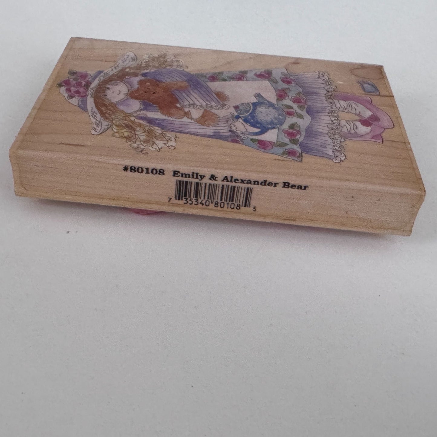 Stamps Happen Rubber Stamp Emily and Alexander Bear Girl Teddy Tea Party Cardmaking Wood Mounted