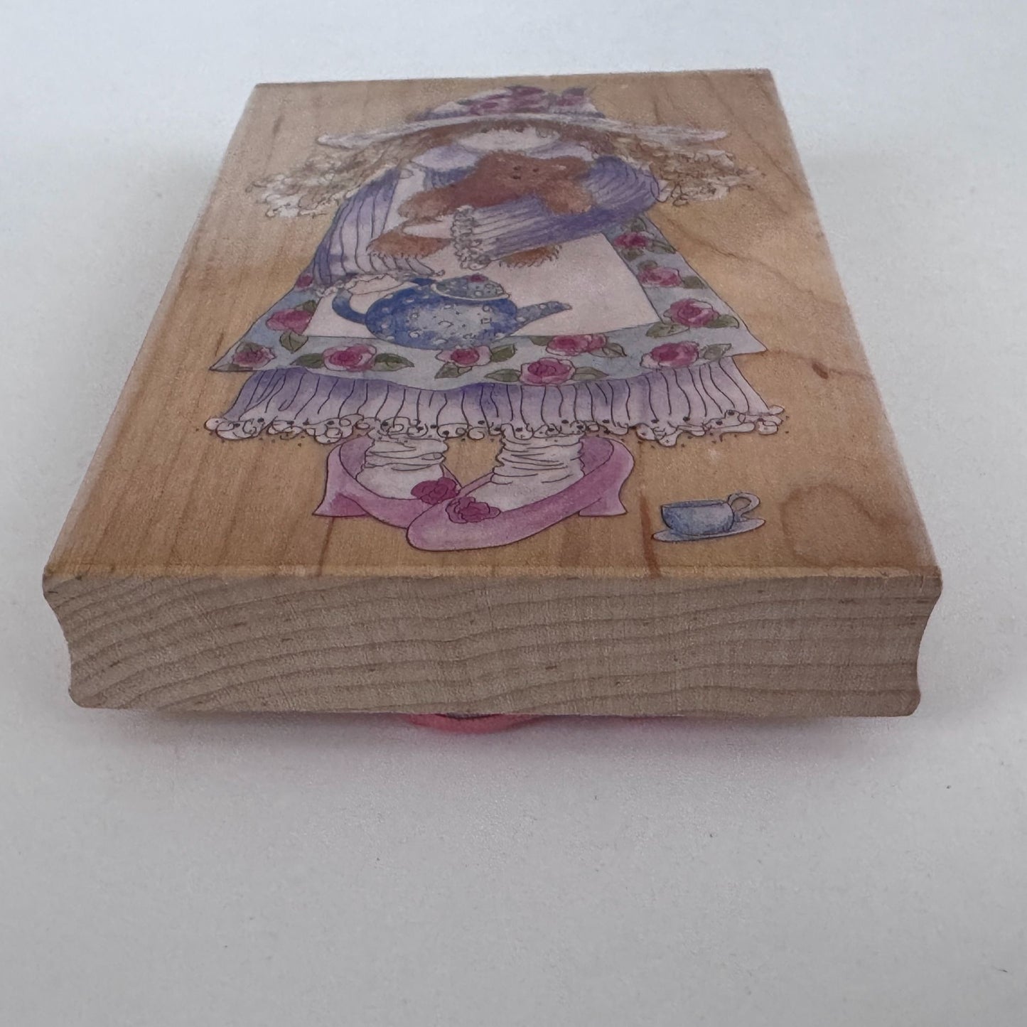 Stamps Happen Rubber Stamp Emily and Alexander Bear Girl Teddy Tea Party Cardmaking Wood Mounted