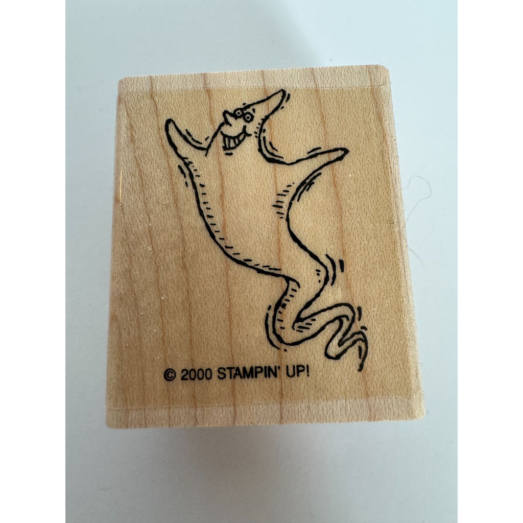 Stampin Up Rubber Stamp Ghost Image Smiling Halloween Card Making Wood Mounted