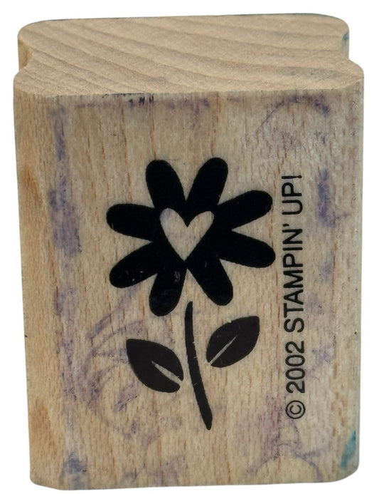 Stampin Up Wooden Rubber Stamp Daisy Flower Heart Garden Spring Card Making